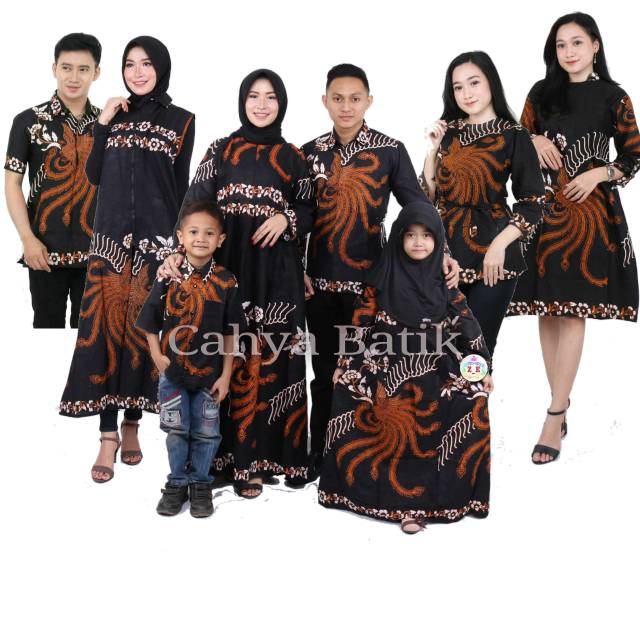 Saroja (052) Couple Keluarga Batik Gamis Batik Katun Premium Motif AHY