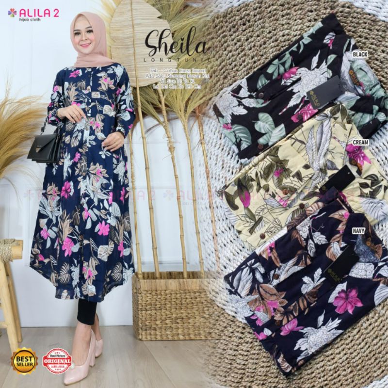 SHEILA TUNIK / DRESS ORI ALILA / TUNIK MOTIF BUNGA M MOTIF TERBARU / TUNIK MURAH BERKUALITAS