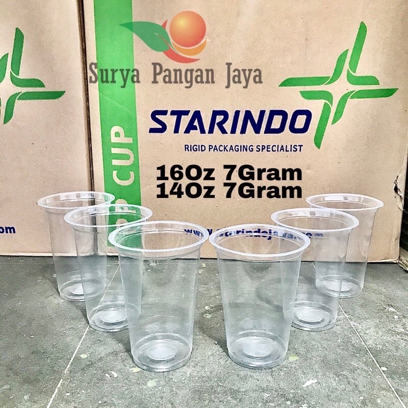 Gelas cup plastik 12oz/ 14oz/ 16oz 7gram merk Starindo