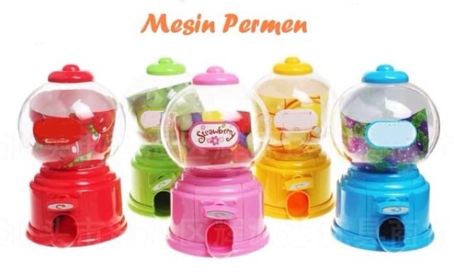 Mini mesin permen candy machine ( diputar tombolnya permen akan keluar