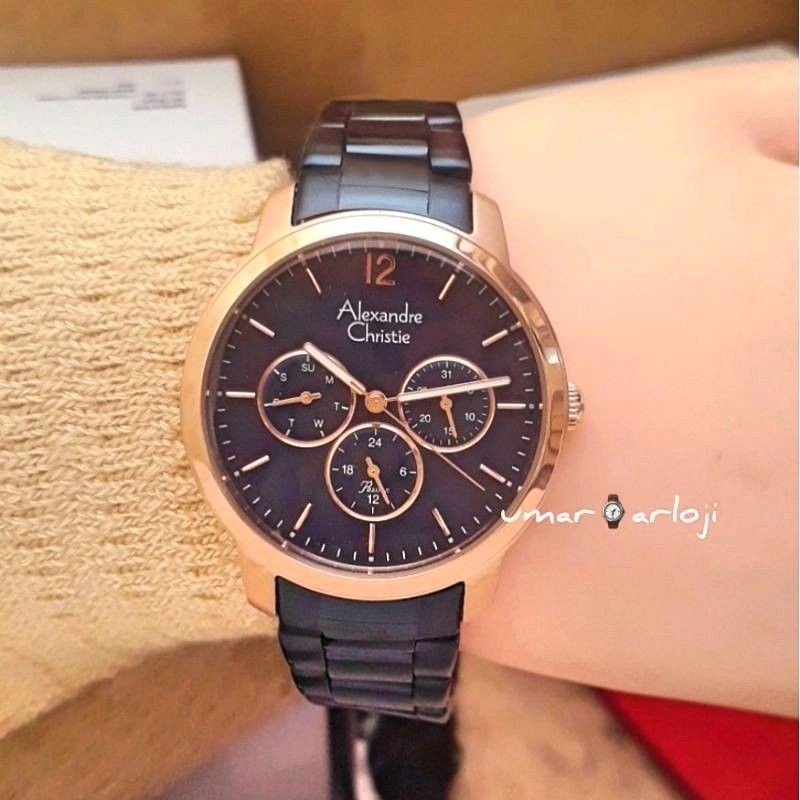 Jam Tangan Wanita Alexandre Christie Ac 2875 Bf Blue Rosegold Original Fashion Wanita