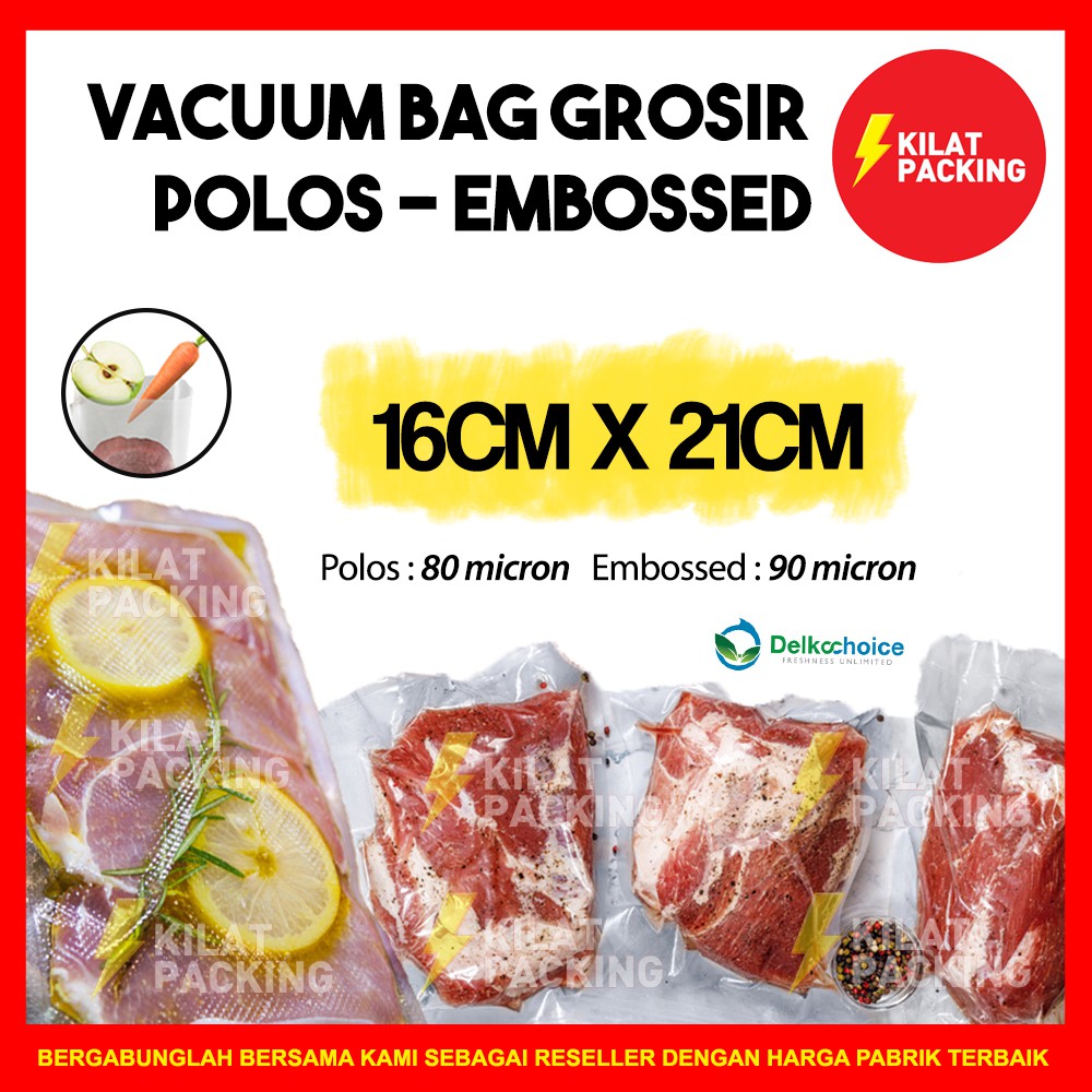 

PLASTIK VACUUM VACUM VAKUM MAKANAN TIPE POLOS 16x21 SATUAN