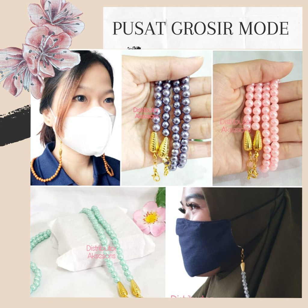 Gantungan Strap Masker PROMO BUY 10 GRATIS 1 Kalung Masker Mutiara Glossy PGM L27