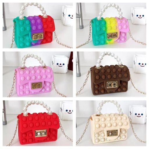 TGO - Tas Selempang VIRAL Pop it Anak Perempuan / Selempang Anak Popit Mutiara Warna Polos dan Rainb