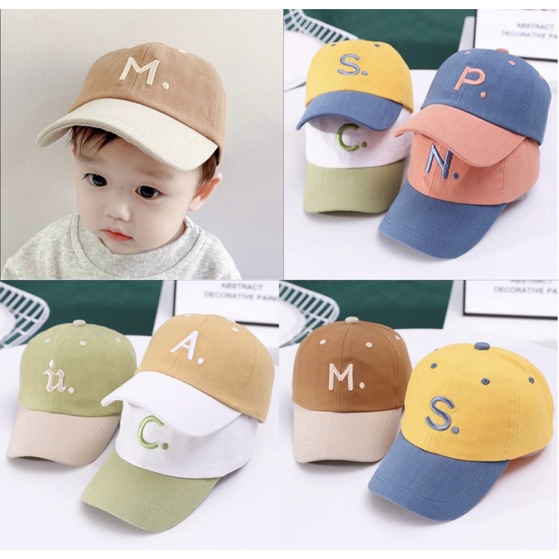 Topi Baseball Bayi Balita Alphabet Inisial Import / Toddler Hat TIDAK BISA CUSTOM