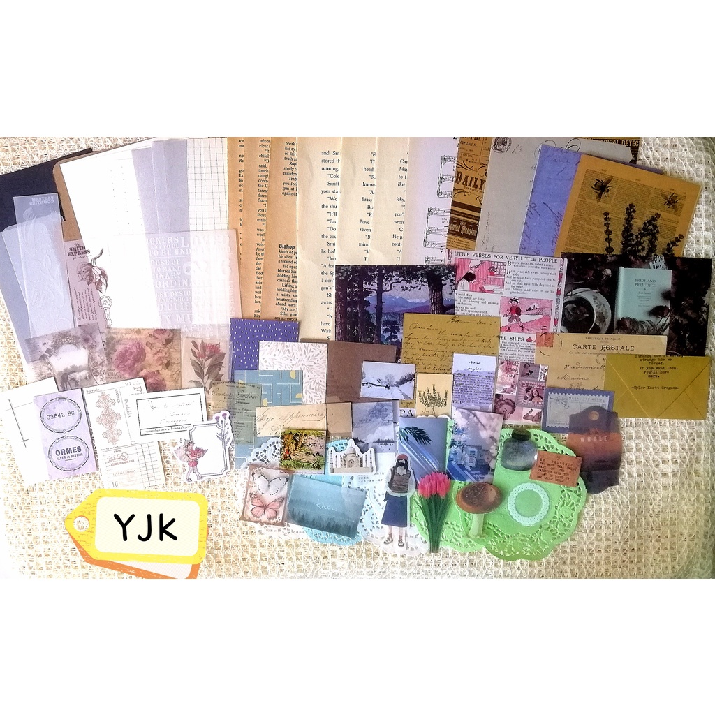 

Journal Kit Gold 75pcs -Scrapbook Journaling Kit Vintage Paper Aesthetic Murah