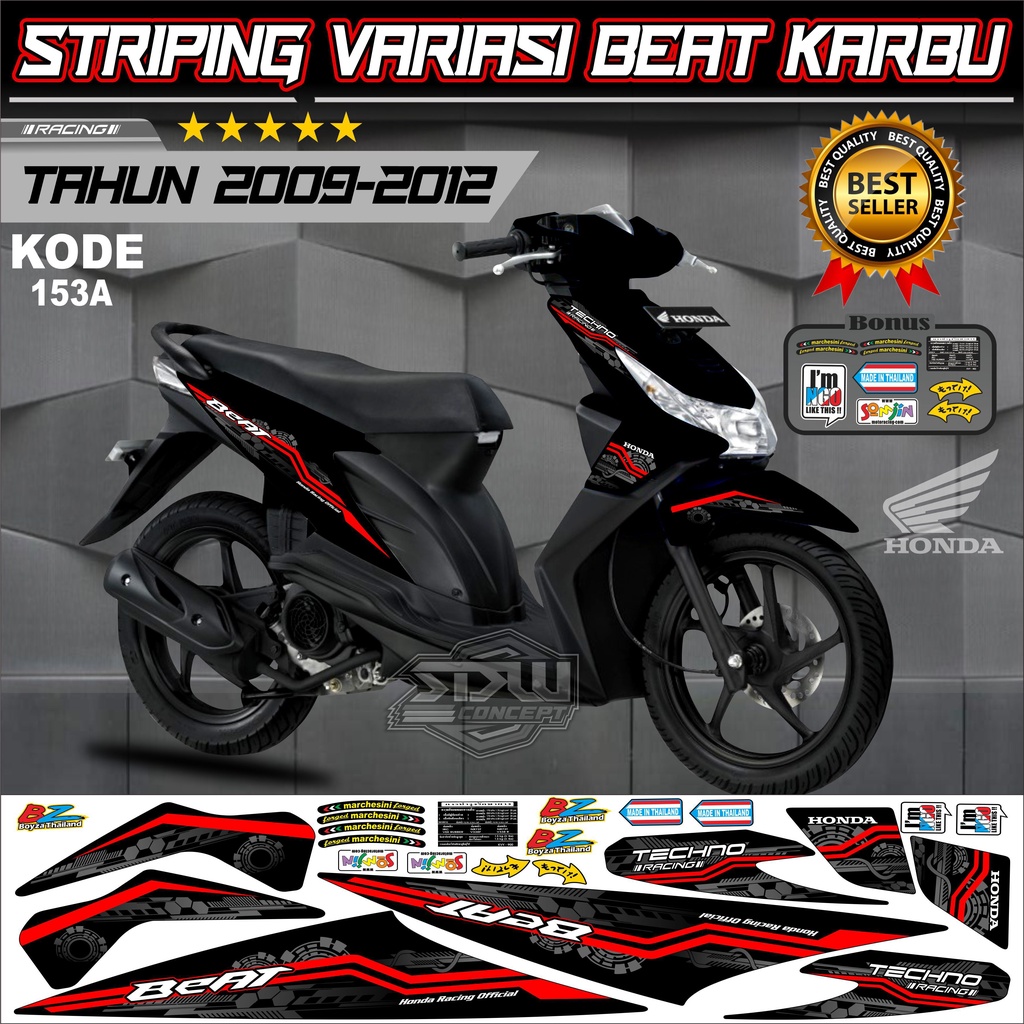 Striping Beat Karbu Stiker Lis Motor Beat Karbu Variasi kode 153