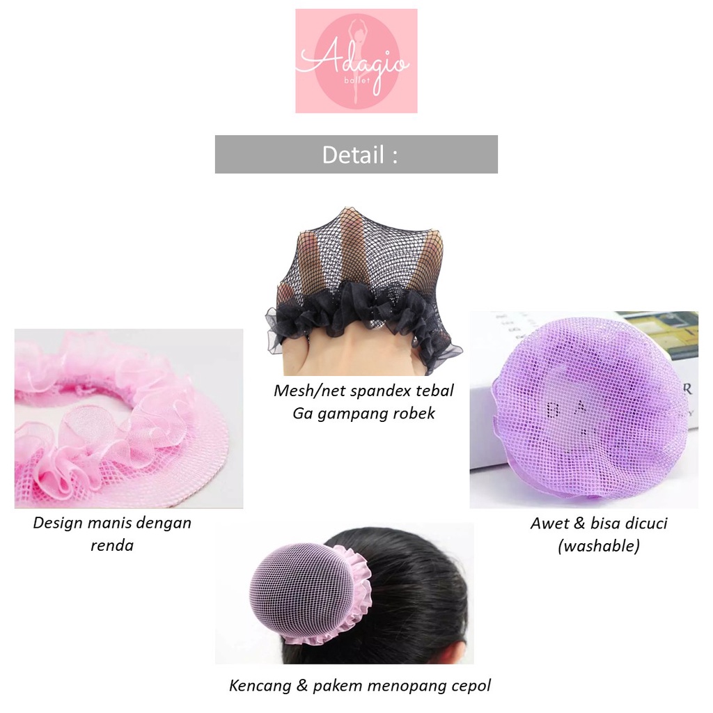 CEPOL RAMBUT ANAK &amp; DEWASA - HAIR SNOOD BALLET HAIR BUN HAIR NET PREMIUM MURAH