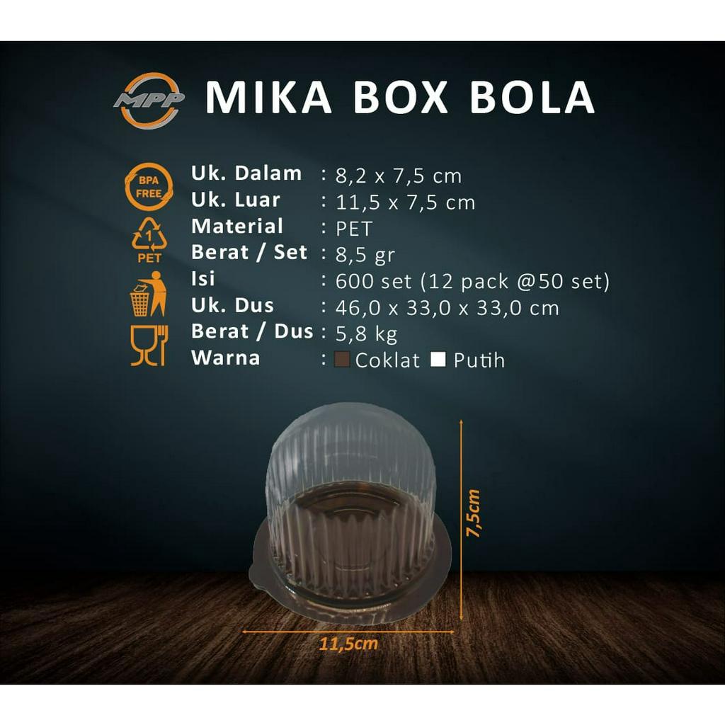 MIKA CUP CAKE/TART MINI/PUDING BOX BOLA isi 50 pcs