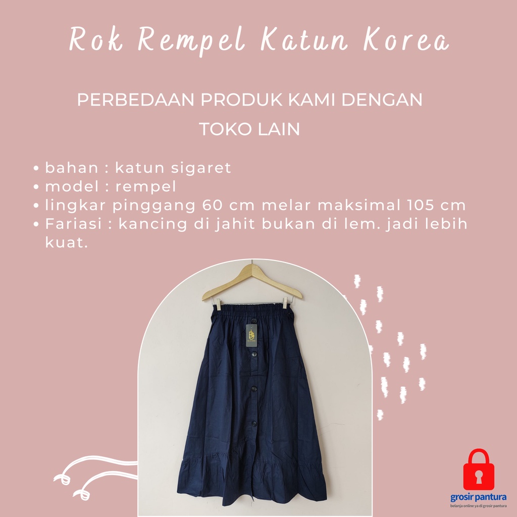 Rok Panjang Rempel Wanita Korea Bahan Katun Sigaret Jumbo Kekinian