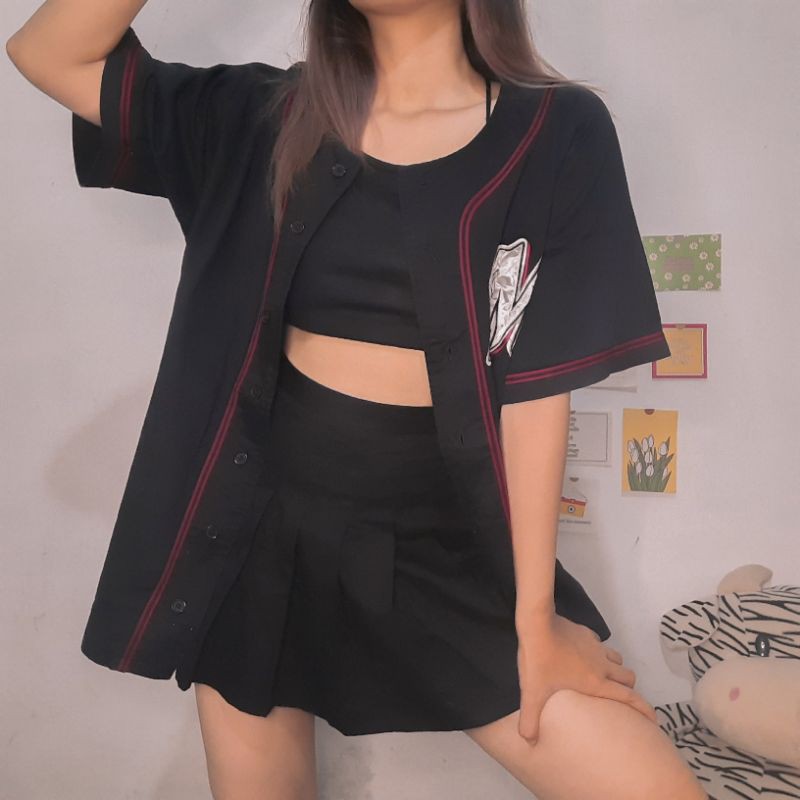 Thrift Black Baseball Jersey "Marinez"