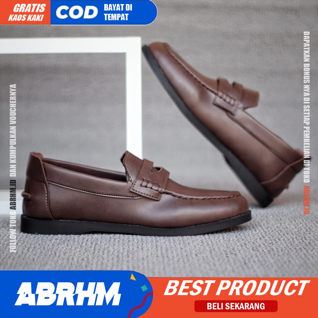 CAMMO Sepatu Slip On pria Kulit Pu Premium Sepatu Pria Casual Pantofel Kerja Kondangan Semi Formal Sepatu Kasual Santai Gaya Keren Kekinian Murah Terlaris