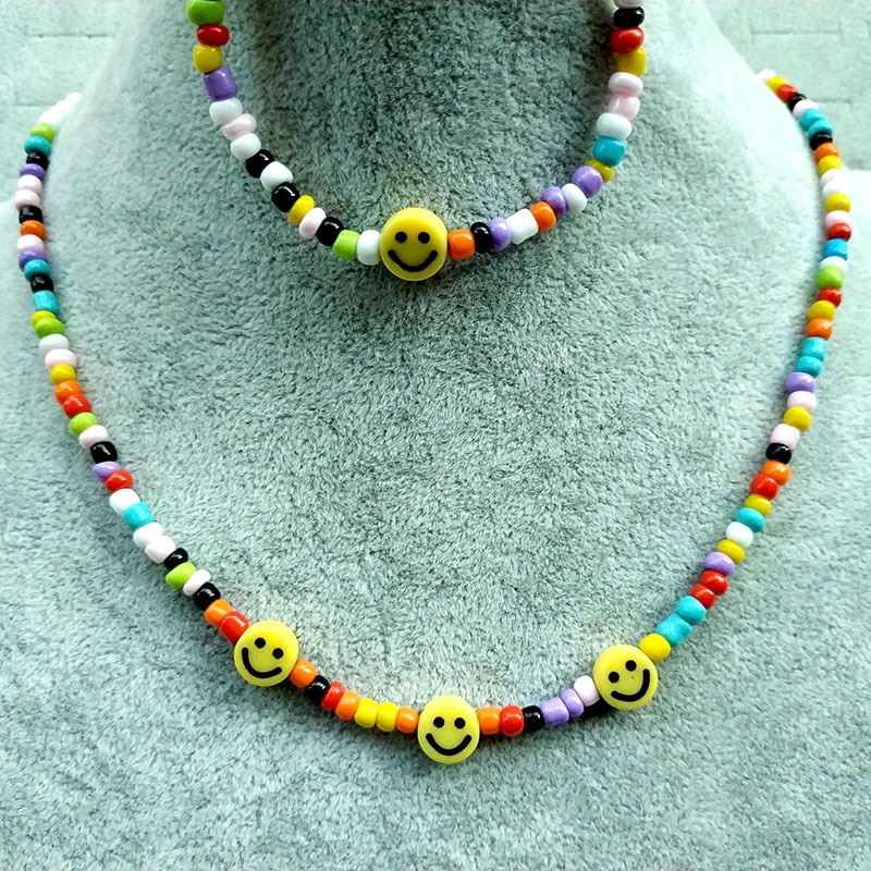 Eropa dan Amerika baru manik perhiasan set warna-warni bead Smiley gelang kalung klasik Semua akseso