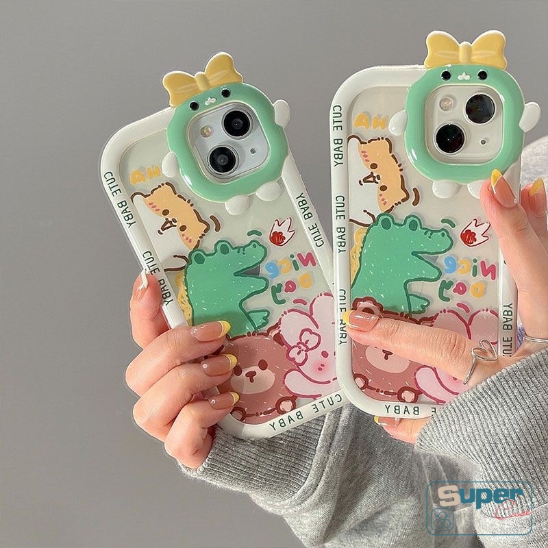 Casing Oppo A17 A95 A15 A17K A96 A12 A57 2022 A3s A5s A7 A74 A94 A92 A16 A54 A16K A1K A15s A55 A31 A5 Az A16 A35 Az A 6s Motif Kartun Monster Bear