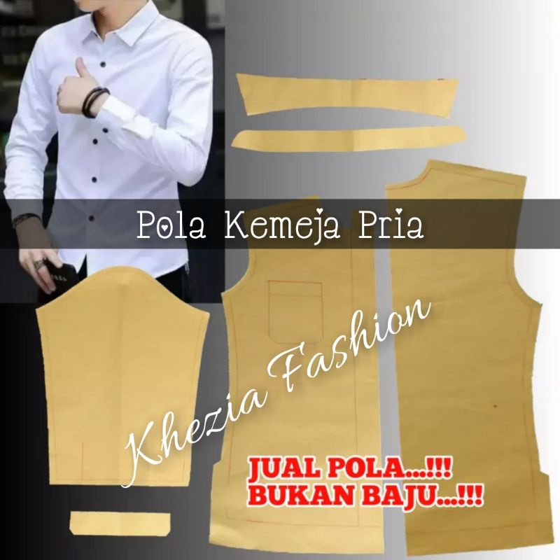 Pola Kemeja Pria Lengan Panjang Size XS - 4XL (Jual Pola Bukan Baju)