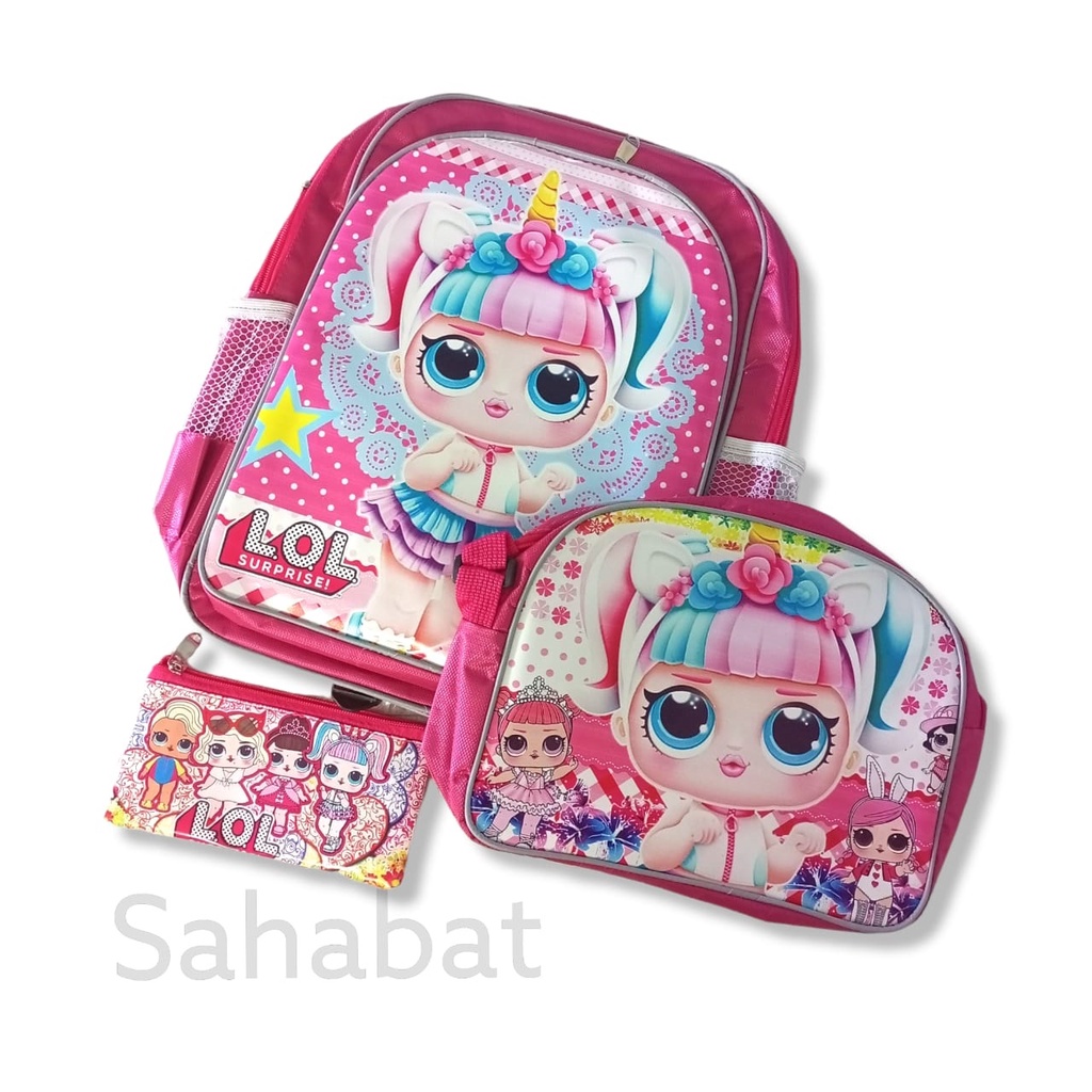 Sahabat HelloKitty LOL 3in1 Tas Ransel Selempang Anak Sekolah Perempuan PAUD/TK SD