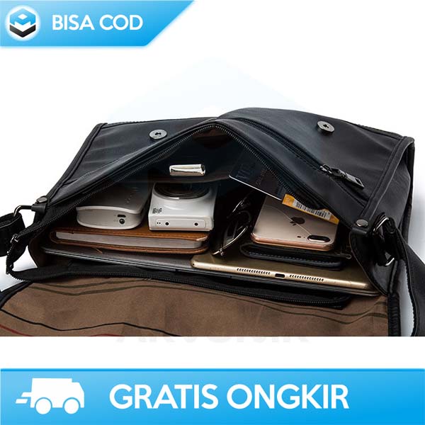 TAS SELEMPANG KANTOR PRIA KULIT ASLI ORIGINAL PREMIUM PU LEATHER