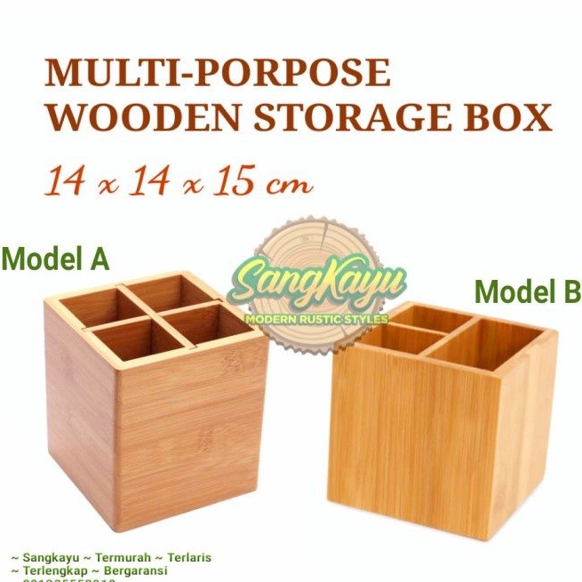 Kotak penyimpanan kosmetik alat tulis dll storage box serbaguna kayu