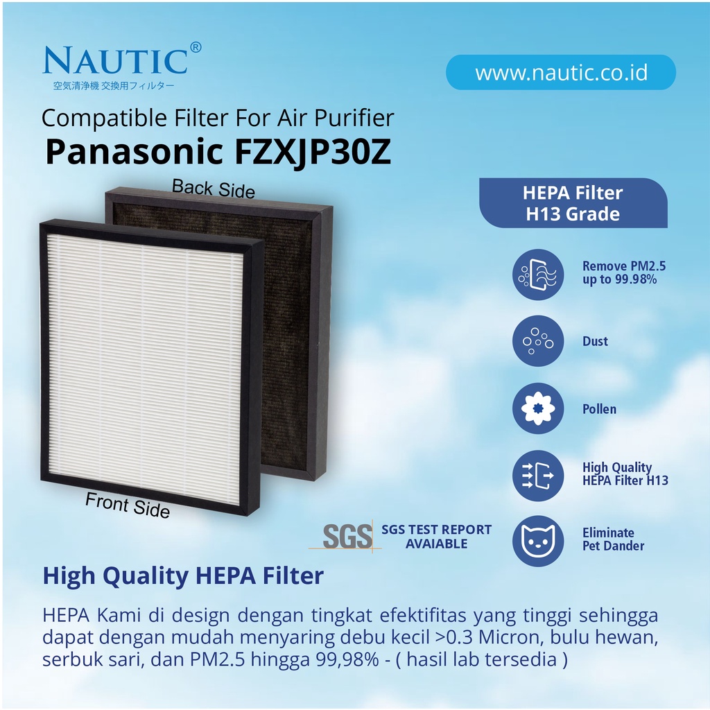 NAUTIC - HEPA + Deo Panasonic F-ZXJP30Z F-PXJ30A F-PXJ30H F-PBJ30A F-PBJ30M