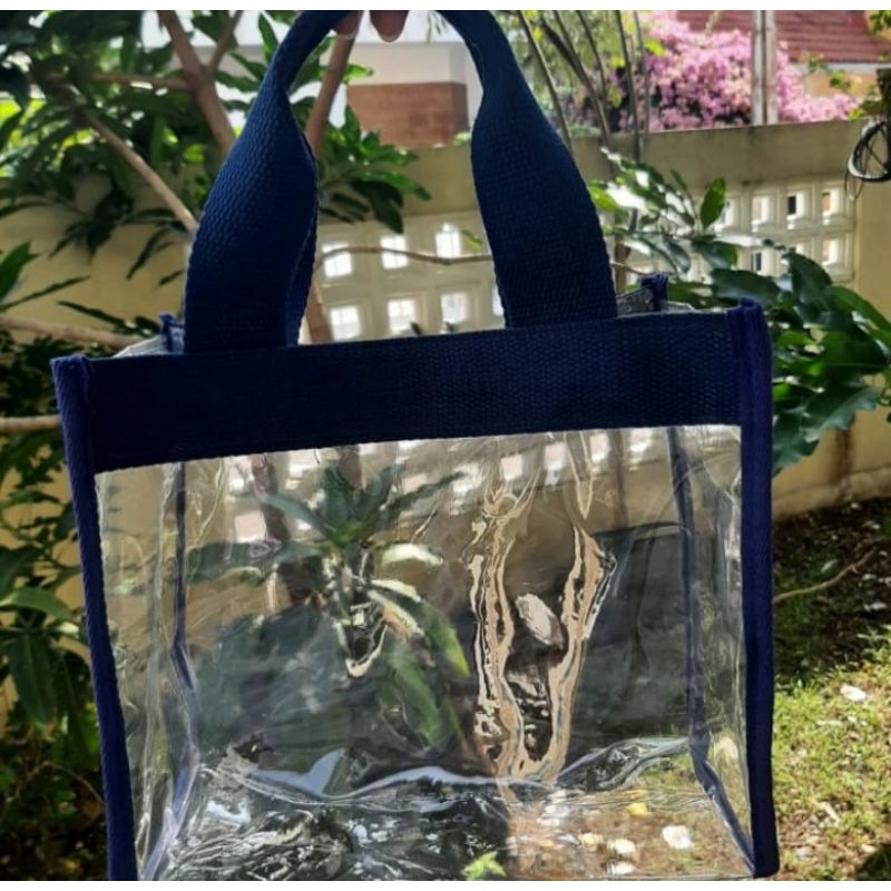 Tas mika/pvc  totebag tas tote clear transparan souvenir tebal murah keren