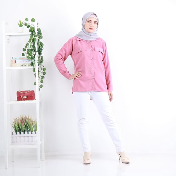 Baju Atasan Wanita Titania Tunik - Dusty Pink