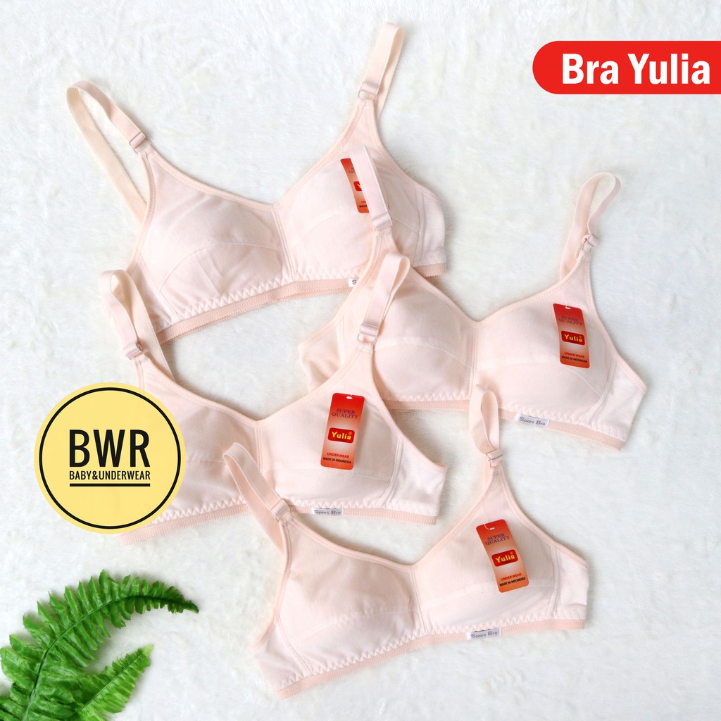 [ Harga 1pc &amp; 3pc ] Bra YULIA Cream | Bra Wanita Dewasa Sport Polos Kait 2 - VIII B6 Bwr