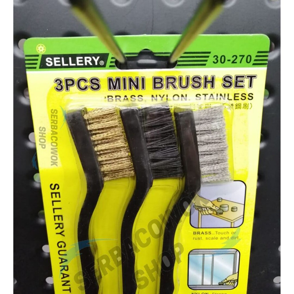 Sellery Sikat Kawat 3 Pcs Mini Brushes Nylon Kuningan Baja Termurah Berkualitas