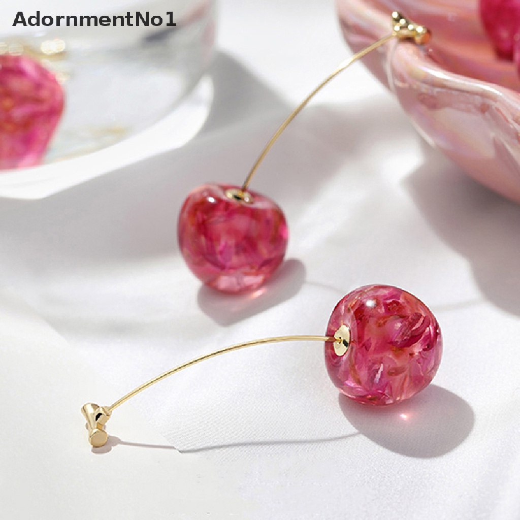 (AdornmentNo1) 1 Pasang Anting Kait Gantung Desain Buah Ceri Gaya Elegan Untuk Wanita