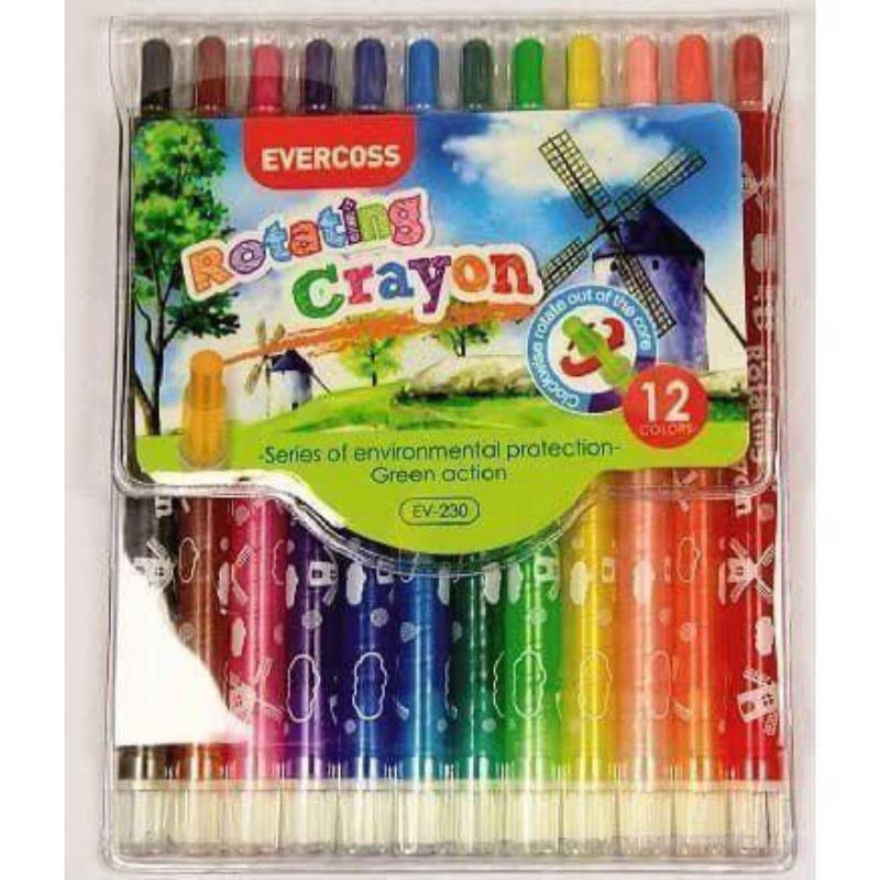 

KRAYON PUTAR ISI 12 / ROTATING CRAYON EVERCROSS 12 COLOR / KRAYON PUTAR MURAH EV-230