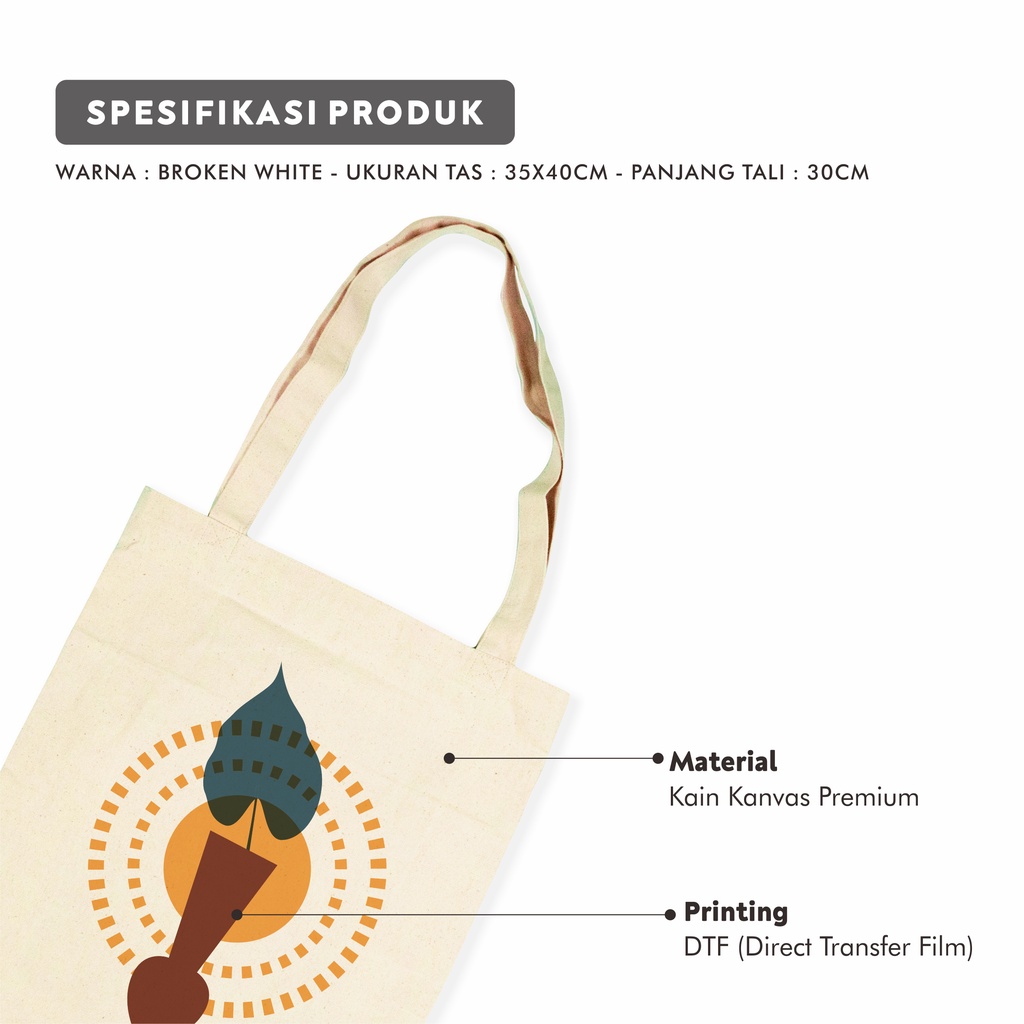 Sevine Tote Bag Kanvas Tas Fashion Totebag Wanita DTF Printing Nordic Aesthetic Series - KPA10