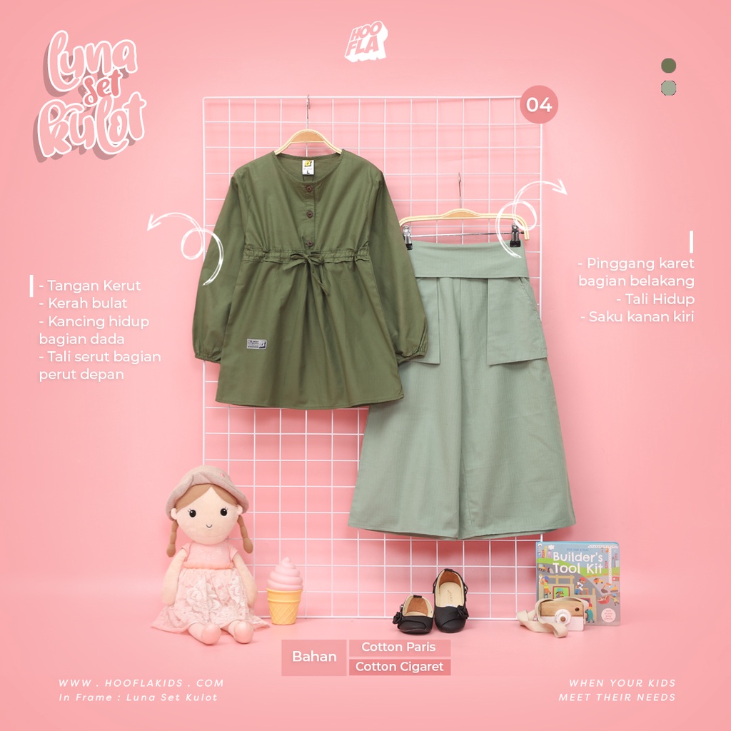 Hooflakids Baju Setelan Anak Perempuan Luna Set Dress dan Kulot