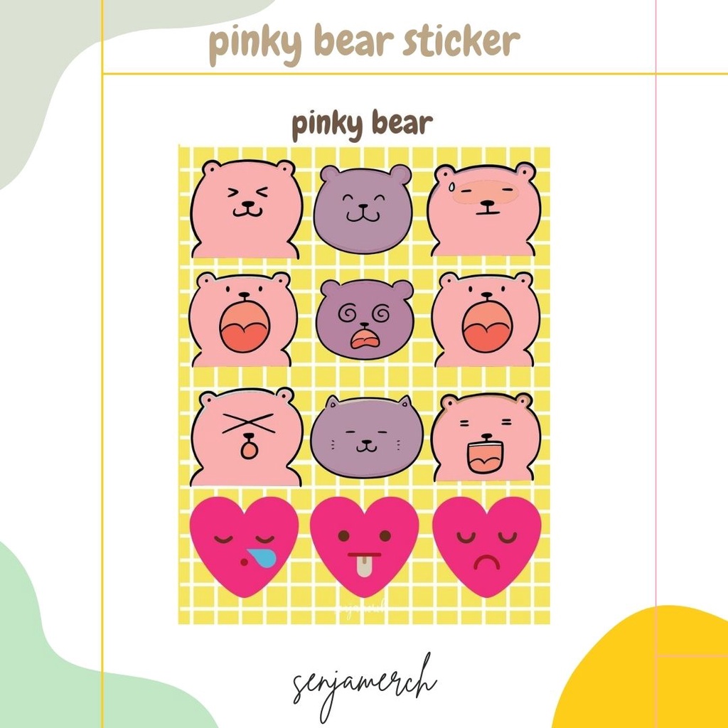 

Senjamerch - Pinky Bear Sticker Sheet