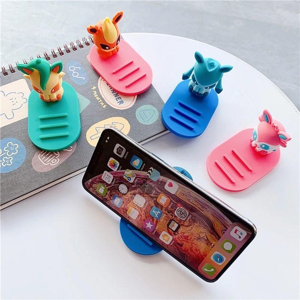 AUGUSTINA Pokemon Phone Holders Espeon Jolteon Anime Action Figure Model Mainan Pokemon Decor Eevee Tempat Handphone Keluarga