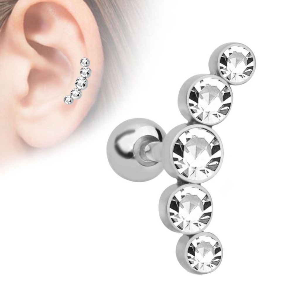 1 Pc Anting Stud Piercing Tulang Rawan Helix Tragus Aksen Berlian Imitasi Untuk Wanita