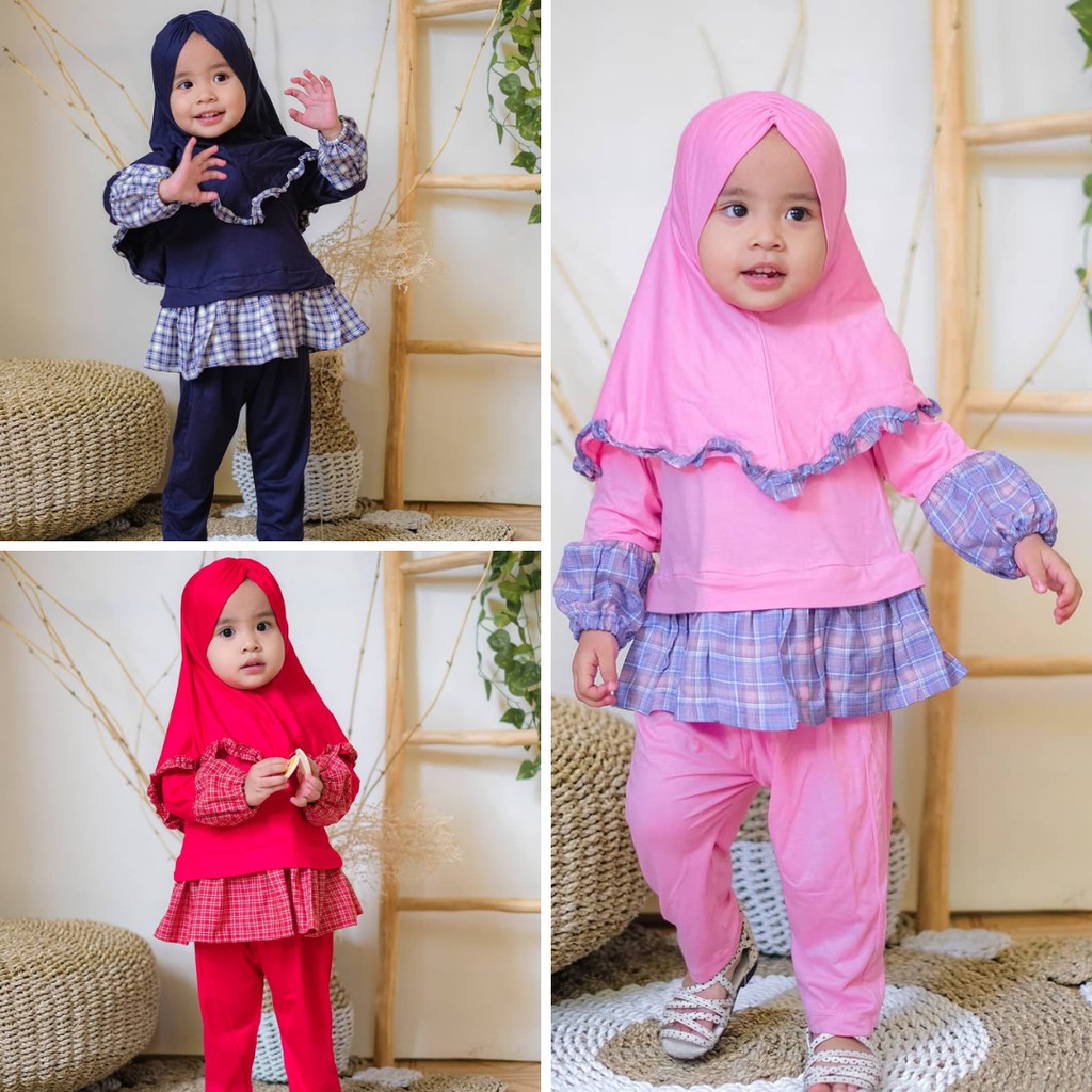 Baju Muslim Anak Perempuan - Setelan Baju Muslim Anak Perempuan - Gamis Kaos Anak  - Qiandra