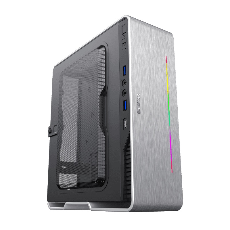 Gamemax Violin Silver Ultra Slim - RGB Strip Mini-ITX Gaming Case