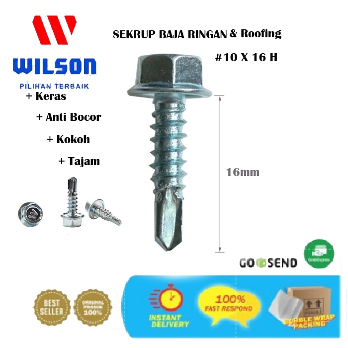 Baut Baja Ringan & Roofing #10 x 16 H Wilson
