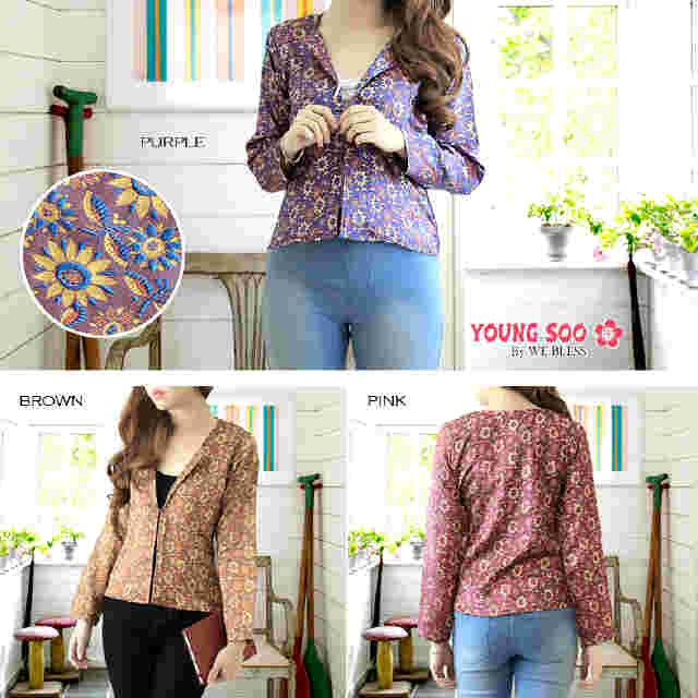 BLAZER SIMPLE WANITA CEWEK ABG - BATIK ETNIQ COKLAT - SONGKET