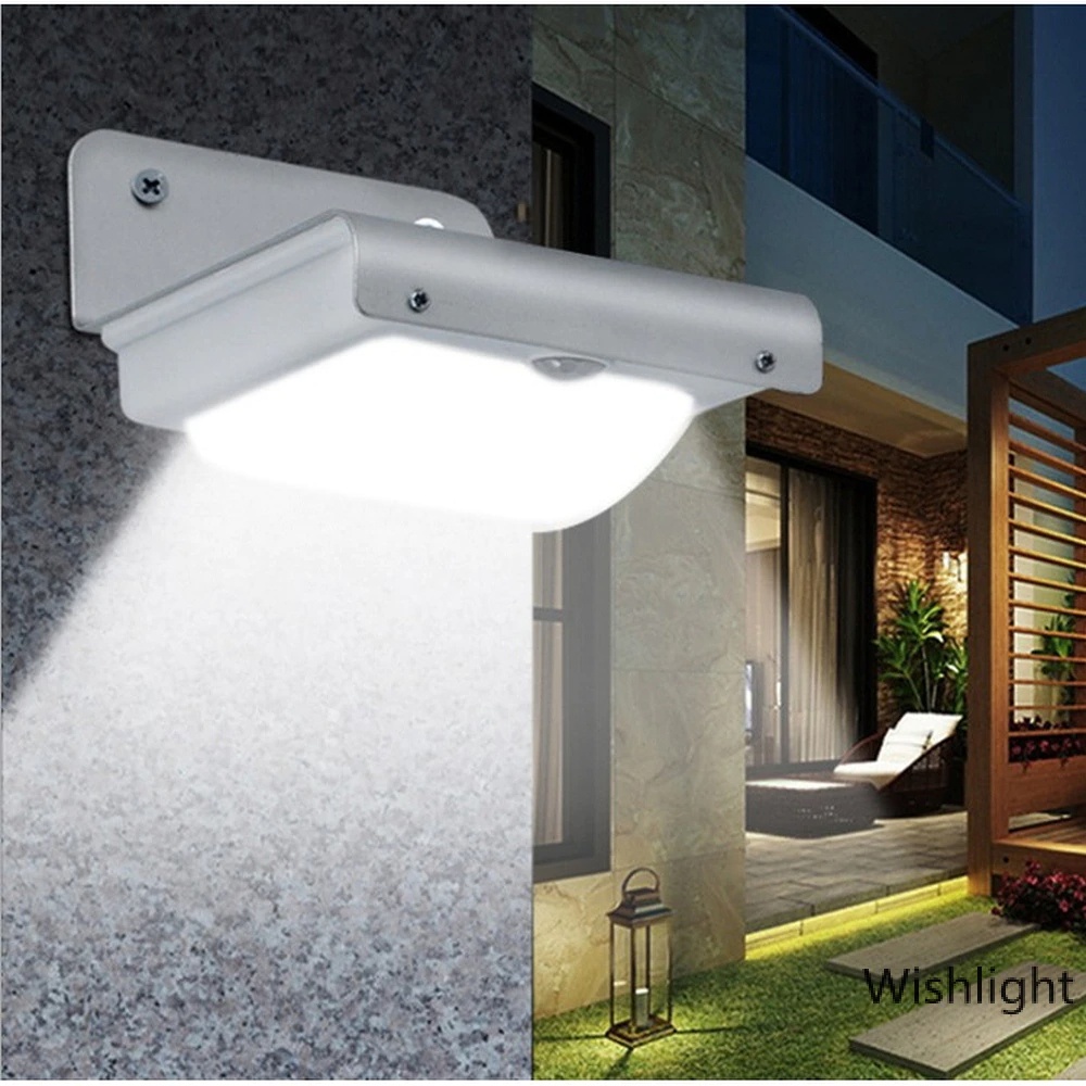 Lampu pagar lampu tembok tenaga surya luar ruangan solar panel dengan sensor gerak PIR lampu taman LightMe Lampu Solar Sensor Gerak Outdoor 16 LED Weatherproof - SMD2835 Solar Induction Wall Lamp Plane 16 Led Lighting Energy-Saving Lampshade Eave Lamp