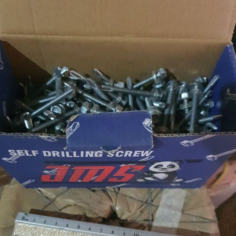 SKRUP SEKRUP BAUT DRILLING SPANDEK GALVALUM BAJA RINGAN 5CM HARGA PER 1 BOX 250PCS MERK JMS
