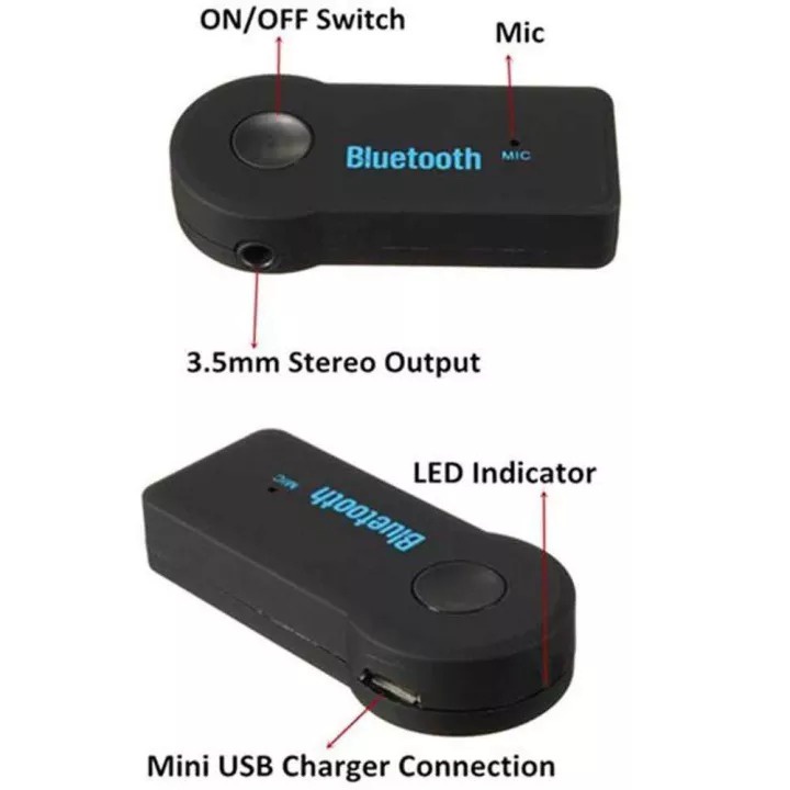 Bluetooth Mobil Car Bluetooth Music Receiver Adapter 3.5mm Aux Audio Stereo Hands-free - Bluetooth Audio Receiver Adapter Speaker - Hitam