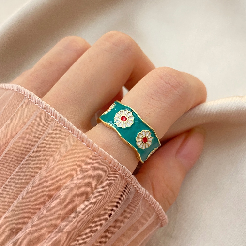 Korean Rings Daisy Inlaid Ring Jewelry Accessories Fashion Open Finger Ring Alloy Women Accessories   Party Beautiful