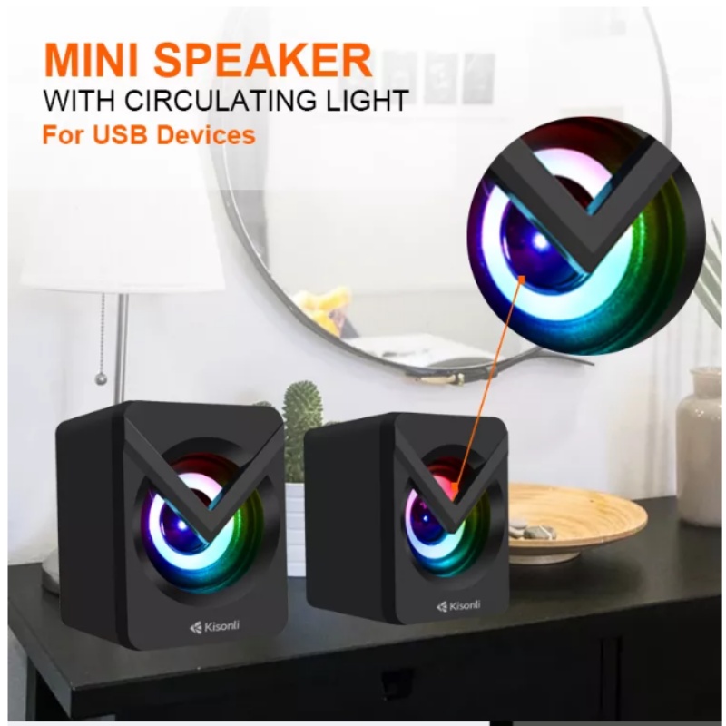 XOBOX - Speaker Gaming 2.0 Komputer/Laptop Multimedia Lampu LED RGB &amp; Volume Control L-1040