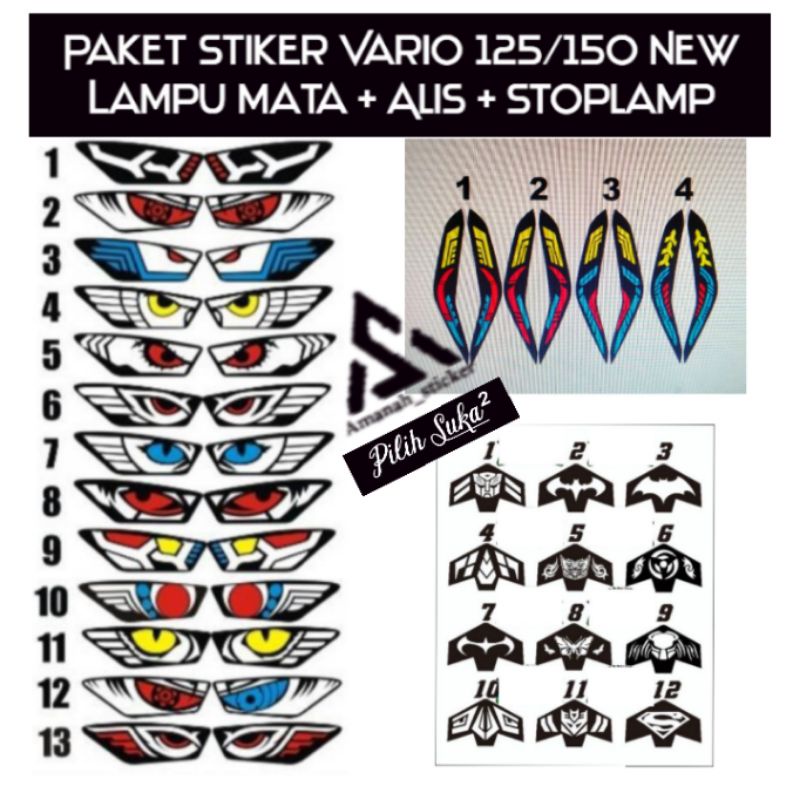 Stiker Lampu Depan Set Vario 125/150 New 2018-2022 / Sticker Alis Lampu Vario 150 New