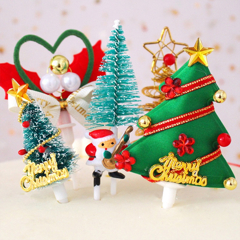 Hiasan Kue Topper Dekorasi Natal Tiga Dimensi Pohon Natal Garland 3D Adegan Kartu Dekorasi