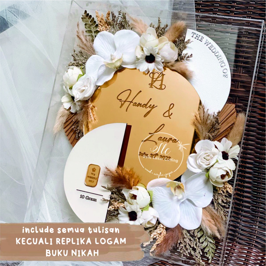 ROUND ACRYLIC BOTANIQUE 30X40 Mahar Pernikahan  GIFT ANNIVERSARY BIRTHDAY PIGURA ACRYLIC Mahar Rusti