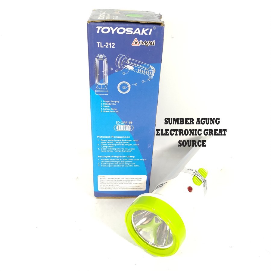 Toyosaki TL212 Senter Emergency Torchlight 212 Terang Saat Listrik Pad