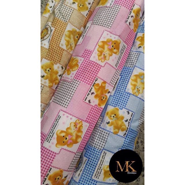 Kain Katun Anak Motif Teddy Bear Beruang Bahan Baju Bayi Lucu Meteran