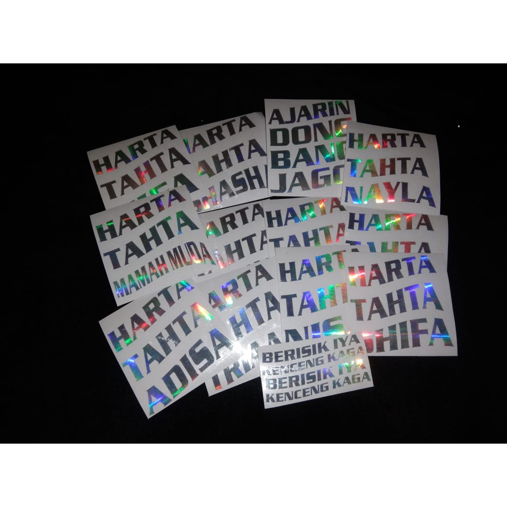 

STIKER HARTA TAHTA NAMA HOLOGRAM ukuran 6 x 6 cm