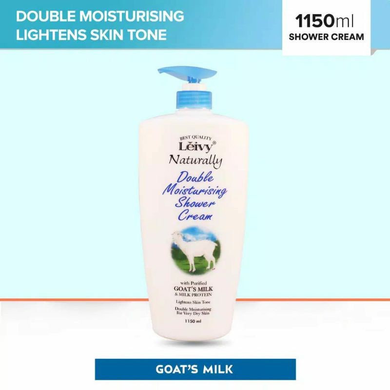 LEIVY Shower Cream 1150ML Botol Pump Goat'S Milk - Sabun Mandi